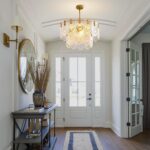 9-Light Glass Chandelier with lampshade, 24 Inch Gold Modern 2-Tier Ceiling Ligh... - Image 9
