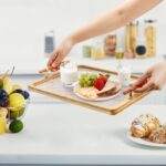 DEAYOU Bamboo Serving Tray with Handles, Marble Pattern Plastic Decorative Ottom... - Image 5