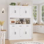HITHOS 76" Tall Kitchen Pantry Storage Cabinet, 55“ Wide Kitchen Hutch Cabinet w... - Image 4