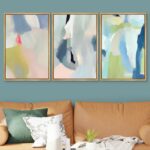 SIGNWIN Framed Canvas Print Wall Art Set Vibrant Pastel Paint Stroke Collage Sha... - Image 3