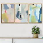 SIGNWIN Framed Canvas Print Wall Art Set Vibrant Pastel Paint Stroke Collage Sha... - Image 4