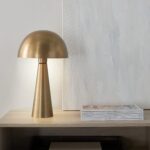 Nourison Home 16" Antique Gold Metal Mushroom Table Lamp, Modern, Retro, Desk Li... - Image 4