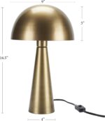 Nourison Home 16" Antique Gold Metal Mushroom Table Lamp, Modern, Retro, Desk Li... - Image 5