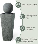Glitzhome Outdoor Water Fountain with LED Light, Oversized Modern Sphere Pedesta... - Image 5