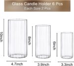 yshengood 6 Pcs Glass Hurricane Candle Holder Ribbed Glass Candle Holder - Elega... - Image 3