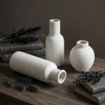 Rustic Farmhouse Vase Set of 3 - Ceramic Decorative Modern Flowers Vases Home De... - Image 4