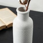 Rustic Farmhouse Vase Set of 3 - Ceramic Decorative Modern Flowers Vases Home De... - Image 9