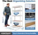 HOMEDANT 5 Tier Laminated White Boltless Metal Shelving Unit Adjustable Garage S... - Image 3