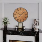Large Wall Clock 24 Inches - Decorative Wall Clock Large With Real Wood & Roman ... - Image 5