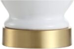 JONATHAN Y 20" White Textured Ceramic and Brass Gold Table Lamp, Glam Bedside Ni... - Image 6