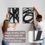 Bakovity Black Abstract Wall Art, Metal Art Wall Decor, Modern Large Wall Art, 3... - Image 5