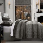 Wonderful Dark Grey Comforter Set King Size, Yarn Dyed Farmhouse Striped Cotton ... - Image 3