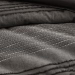 Wonderful Dark Grey Comforter Set King Size, Yarn Dyed Farmhouse Striped Cotton ... - Image 4