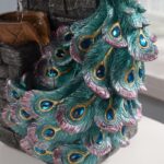 MAOCHI Tabletop Water Fountain Decor, Peacock with LED Glass Color Changing Glob... - Image 4