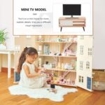 NUOBESTY Dollhouse TV and Wood Television Cabinet, 1/12 Scale Realistic Toy Moni... - Image 5