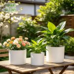 10/9/8 Inch Large Plant Pots with Drainage Holes and Trays, 3 Pack Modern Minima... - Image 7