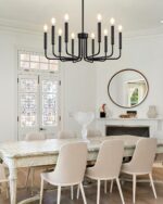 Yunnix 10 Light Matte Black Chandelier, Farmhouse Chandeliers for Dining Room Li... - Image 4