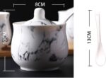 123Arts Ceramics Marbling Sugar Salt Pepper Storage Jar Seasoning Pot with Lid A... - Image 3