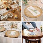 13 in Woven Placemats Plate Chargers Set of 8, Boho Farmhouse Rustic Round Place... - Image 4