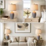 AIEAMPDO 21'' Set of 2 Farmhouse Ceramic Table Lamps for Living Room Bedroom, Ni... - Image 4