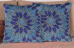 Indigo Blue floral Beaded Pillow Cover, Luxury Pillow Cover 16x16" Handmade Embr... - Image 5