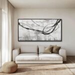Abstract Framed Wall Art for Living Room White Pictures Canvas Black Arts Wall D... - Image 3