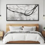 Abstract Framed Wall Art for Living Room White Pictures Canvas Black Arts Wall D... - Image 4