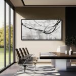Abstract Framed Wall Art for Living Room White Pictures Canvas Black Arts Wall D... - Image 5