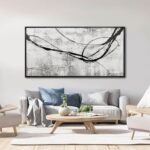 Abstract Framed Wall Art for Living Room White Pictures Canvas Black Arts Wall D... - Image 7