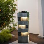 Sunlinua 40.5" H Modern Outdoor Water Fountain with LED Lights – Tall Garden Wat... - Image 3