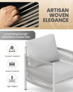 Aluminum Patio Furniture Set, 7 Seats Modern Outdoor Sectional Furniture with PE... - Image 3