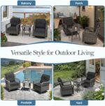 Patio Bistro Sets 3 Pieces with 360° Swivel Chairs Set of 2 - Outdoor Patio Furn... - Image 9