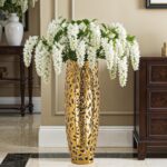 Modern Coral Openwork Ceramic Vase, 16 inch Floor vase for Home décor, Gold Tall... - Image 4
