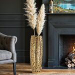 Modern Coral Openwork Ceramic Vase, 16 inch Floor vase for Home décor, Gold Tall... - Image 5