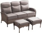 3-Piece Luxury Patio Furniture Sofa Set with 6-Inch Thick Cushions– Outdoor Wick... - Image 6