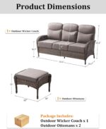 3-Piece Luxury Patio Furniture Sofa Set with 6-Inch Thick Cushions– Outdoor Wick... - Image 8