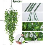 RECUTMS Artificial Hanging Plants 4pcs 33Inch Fake Wall Plant Faux Eucalyptus Le... - Image 4