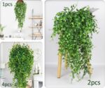 RECUTMS Artificial Hanging Plants 4pcs 33Inch Fake Wall Plant Faux Eucalyptus Le... - Image 5