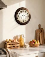 Vintage Wall Clock 16 Inch Quartz Silent Non-Ticking Analog Clock with Thermomet... - Image 5