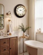 Vintage Wall Clock 16 Inch Quartz Silent Non-Ticking Analog Clock with Thermomet... - Image 6