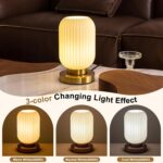 Modern Ribbed Glass Table Lamps Mid Century Bedside Light Small Nightstand Lamp ... - Image 3