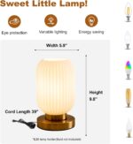 Modern Ribbed Glass Table Lamps Mid Century Bedside Light Small Nightstand Lamp ... - Image 6