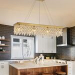 She's home Luxury 40" Crystal Linear Chandelier, Gold Rectangle Pendant Light wi... - Image 8