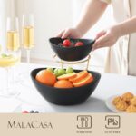 MALACASA 2 Tier Chip and Dip Serving Set with Metal Stand,Ceramic Appetizer Bowl... - Image 3