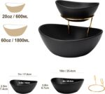 MALACASA 2 Tier Chip and Dip Serving Set with Metal Stand,Ceramic Appetizer Bowl... - Image 4