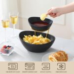 MALACASA 2 Tier Chip and Dip Serving Set with Metal Stand,Ceramic Appetizer Bowl... - Image 5