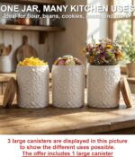 XXL 94 Oz Engraved Ceramic Kitchen Canister - Storage Jars with Airtight Lids Ma... - Image 6