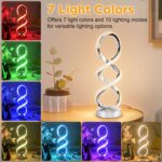 Modern Spiral RGB Table Lamp, Touch Dimmable Bedside Lamp, 7 Colors 10 Light Mod... - Image 3