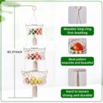 3-Tier Macrame Hanging Basket - Cotton Rope Fruit & Vegetable Storage Organizer,... - Image 3