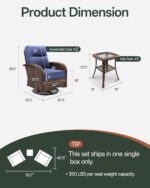 3-Piece Wicker Patio Furniture Set with 6" Thick Cushions, Weather-Resistant Hig... - Image 6